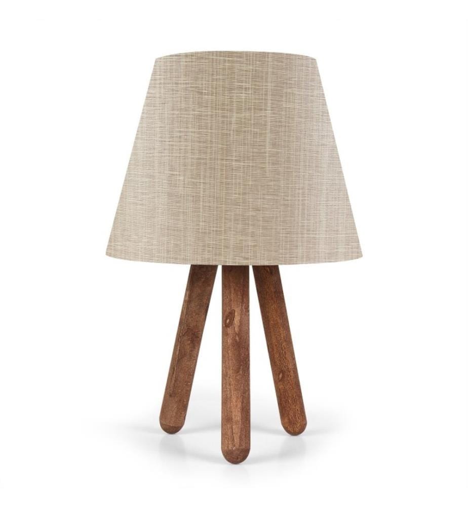 Lampe de table, beige, noyer, 70 % BOIS DE HÊTRE / 30 % TISSU PVC