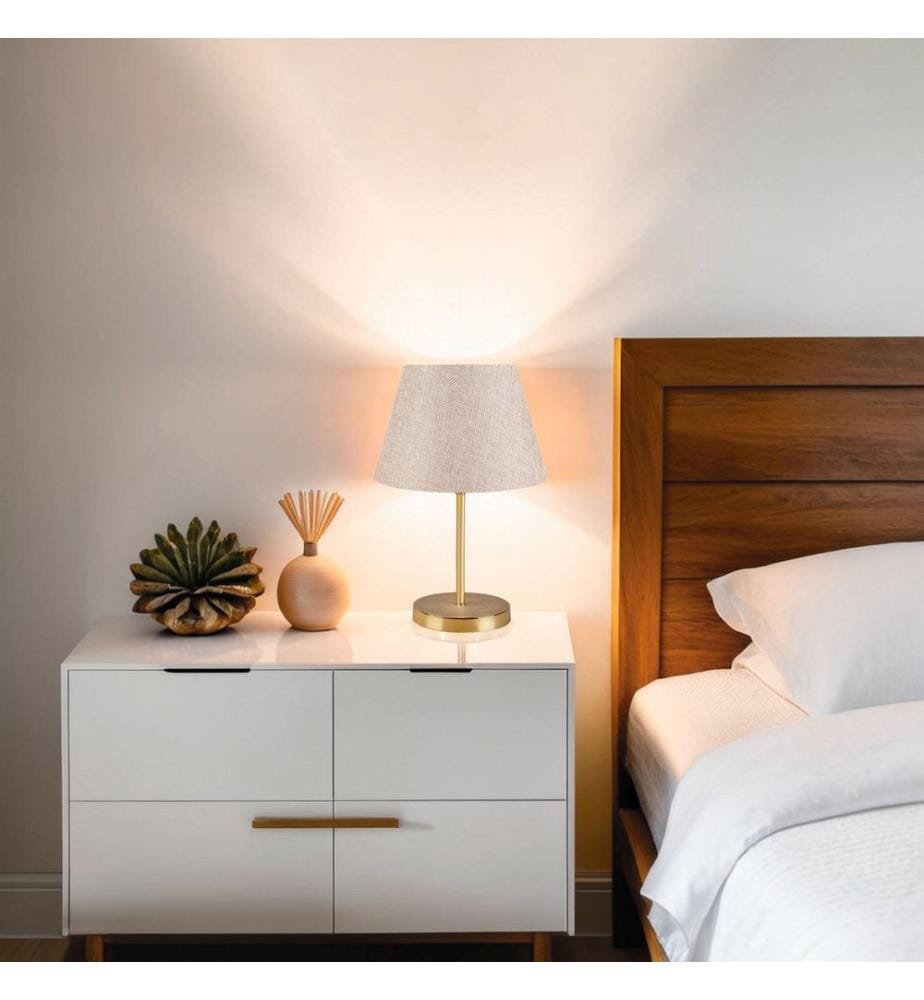 Lampe de table, crème, 100 % PVC, pieds en métal pour abat-jour