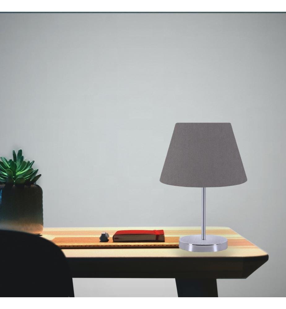 Lampe de table, grise, 100 % PVC, pieds métalliques pour abat-jour
