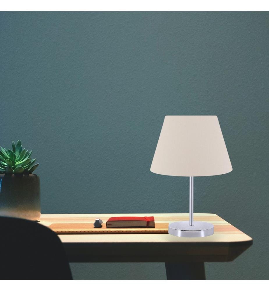 Lampe de table, crème, 100 % PVC, pieds en métal pour abat-jour
