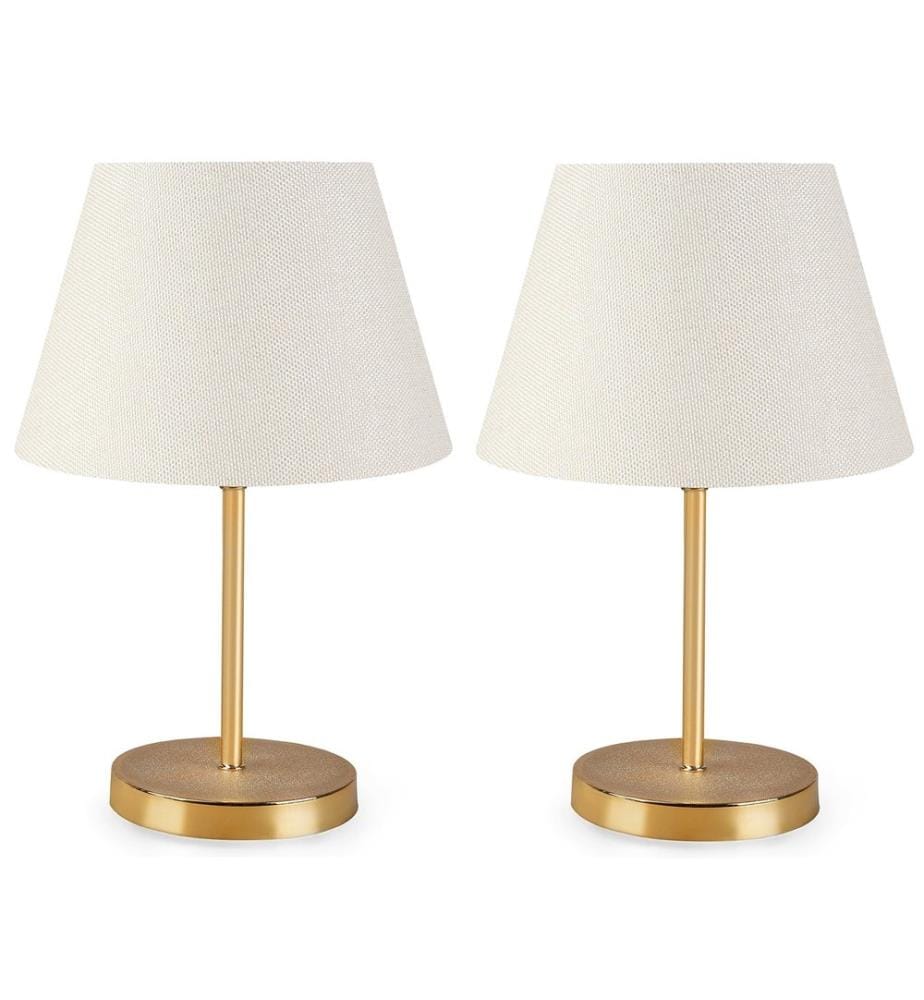 Ensemble de lampes de table, 2 pièces, crème, 100 % PVC, pieds en métal pour abat-jour