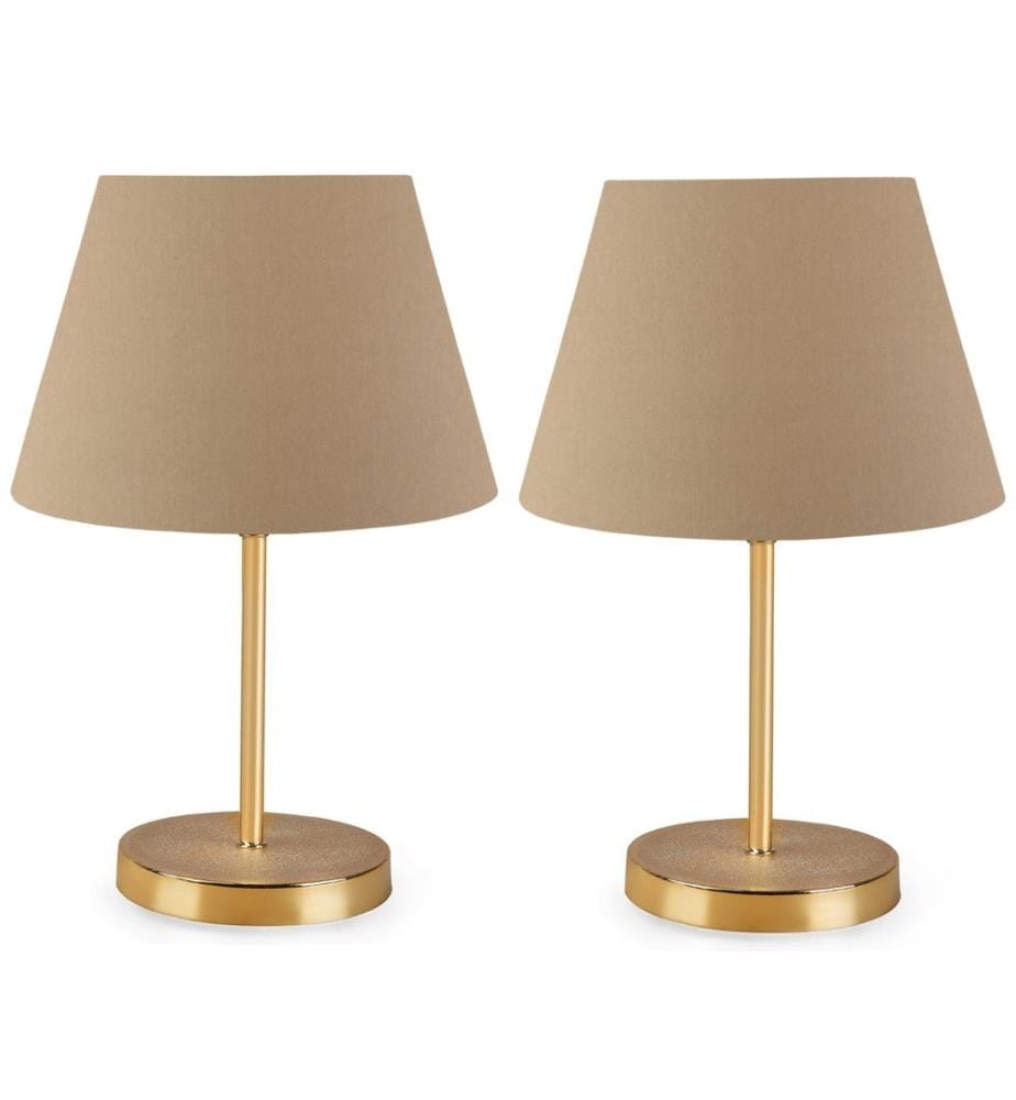 Ensemble de lampes de table, 2 pièces, marron, 100 % PVC, pieds en métal pour abat-jour