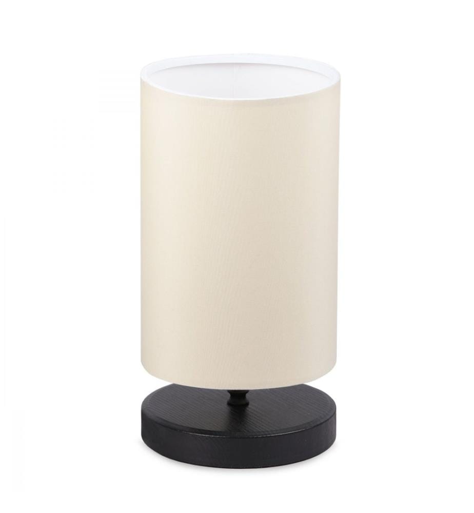 Lampe de table, crème, CORPS EN TISSU, pieds en bois