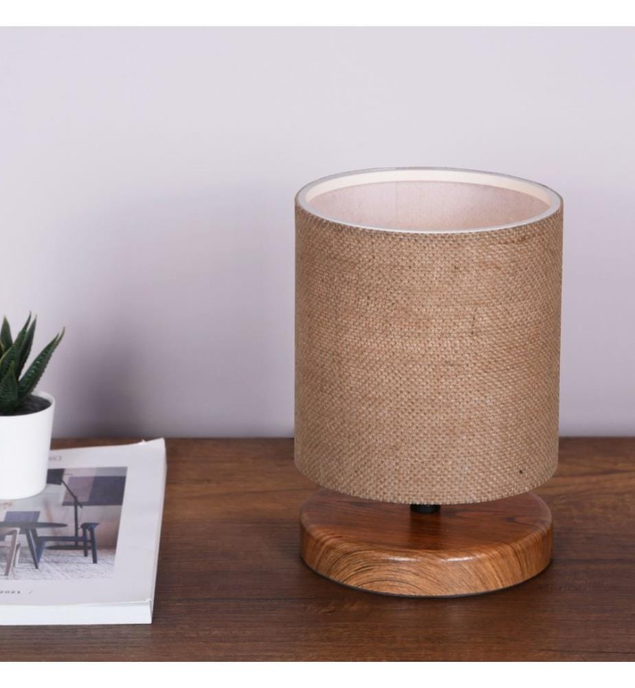 Lampe de table, osier, CORPS EN TISSU, pieds en MDF