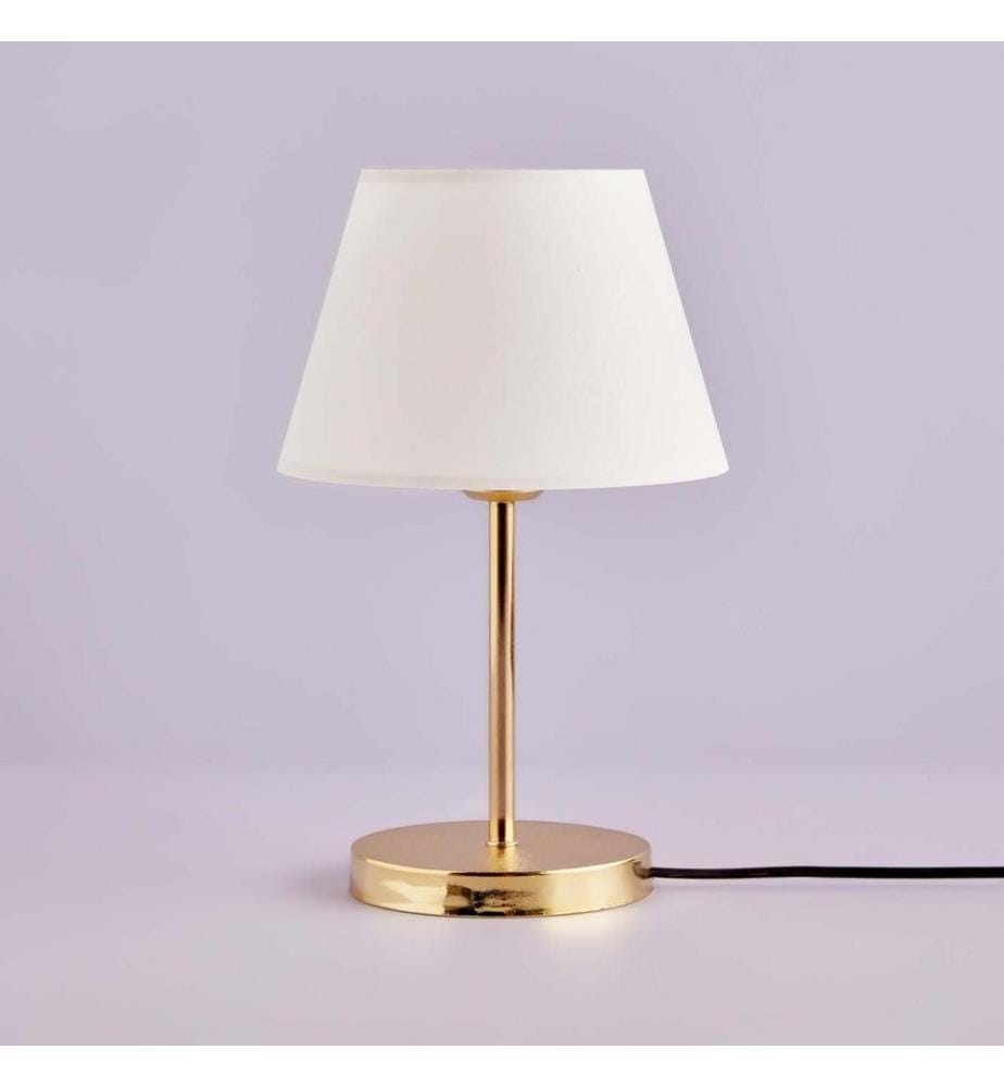 Lampe de table, blanche, dorée, 100 % TISSU, structure : 100 % MÉTAL
