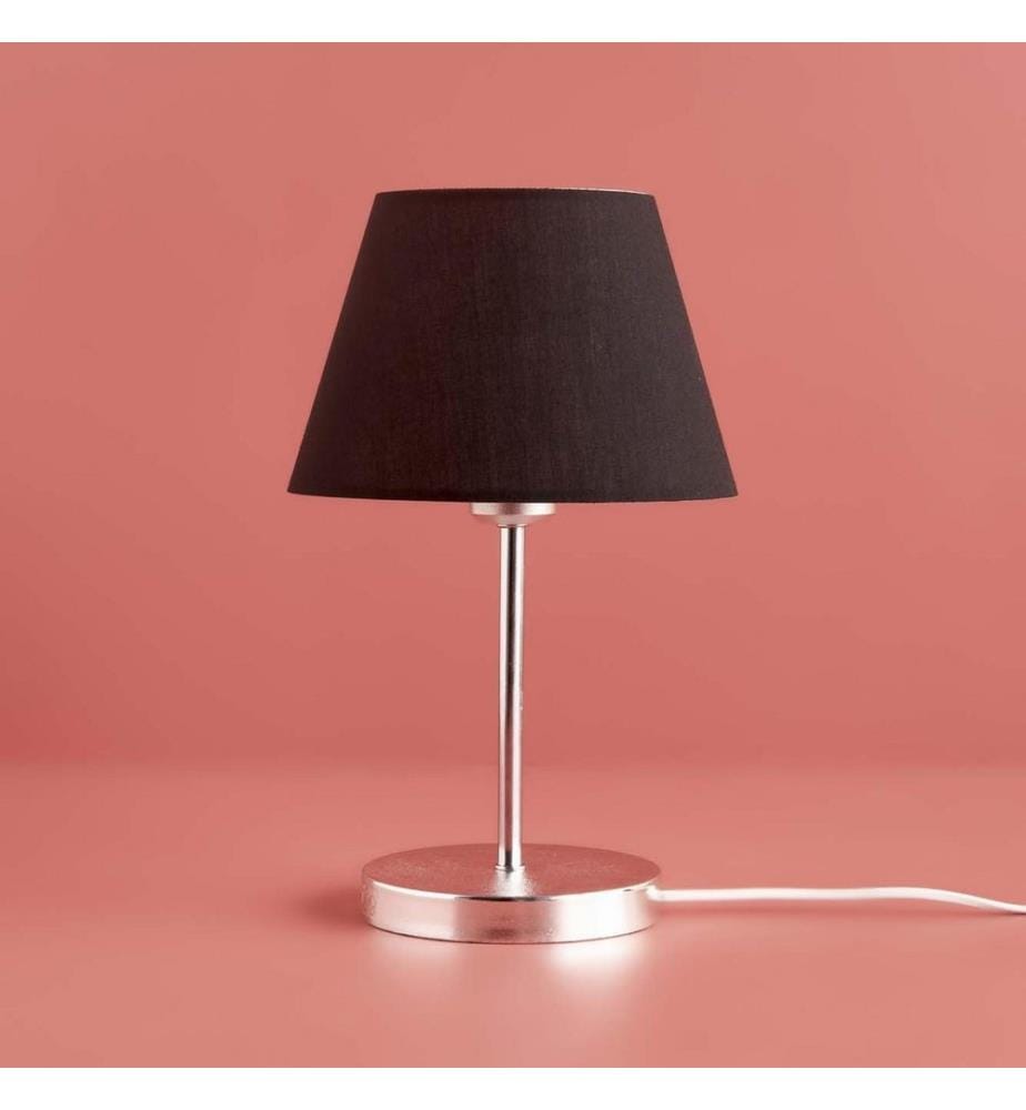 Lampe de table, noir, argent, 100 % TISSU, structure : 100 % MÉTAL