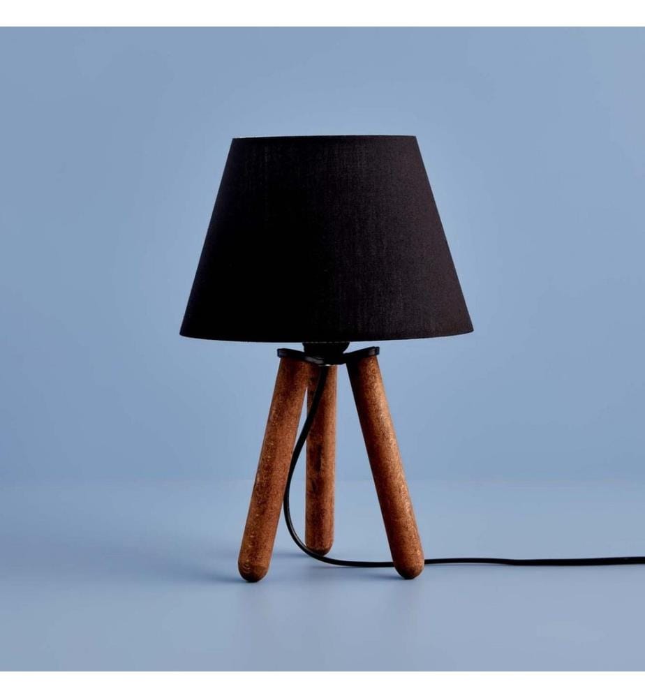 Lampe de table, noire, 100 % TISSU, structure : 100 % BOIS