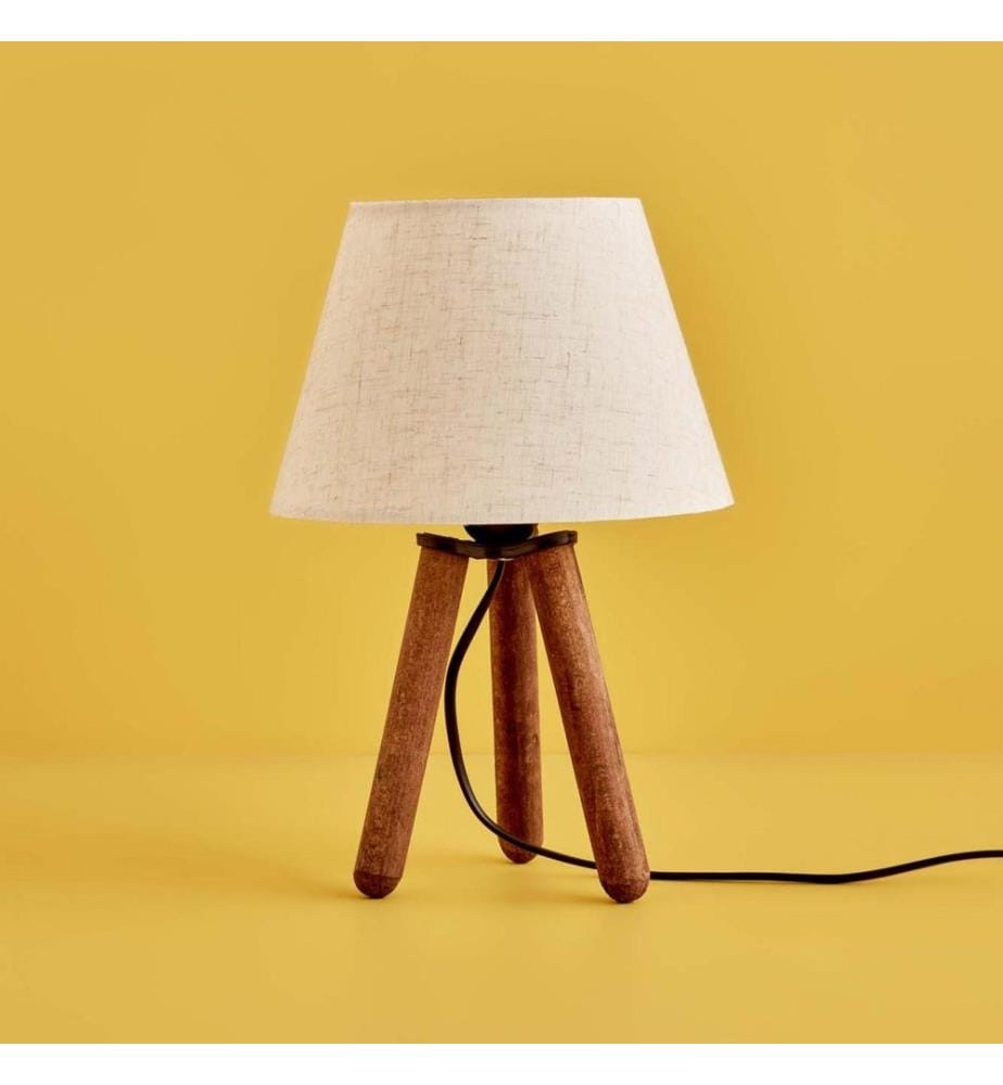 Lampe de table, crème, 100 % TISSU, structure : 100 % BOIS