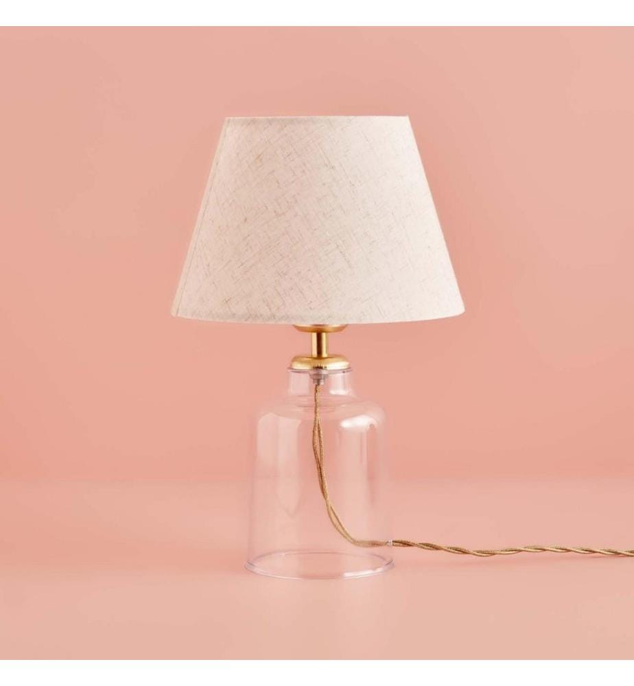 Lampe de table, crème, doré, 100 % TISSU, structure : 100 % VERRE