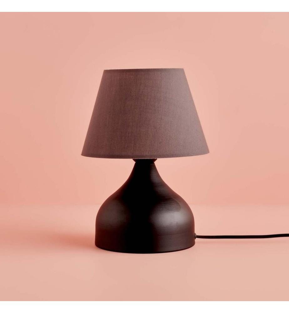 Lampe de table, grise, noire, 100 % TISSU, structure : 100 % MÉTAL