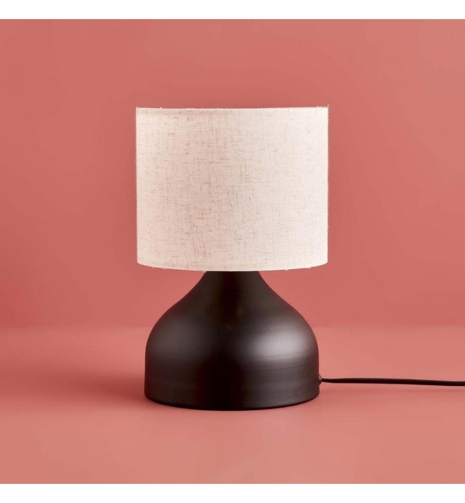 Lampe de table, noire, crème, 100 % TISSU, structure : 100 % MÉTAL