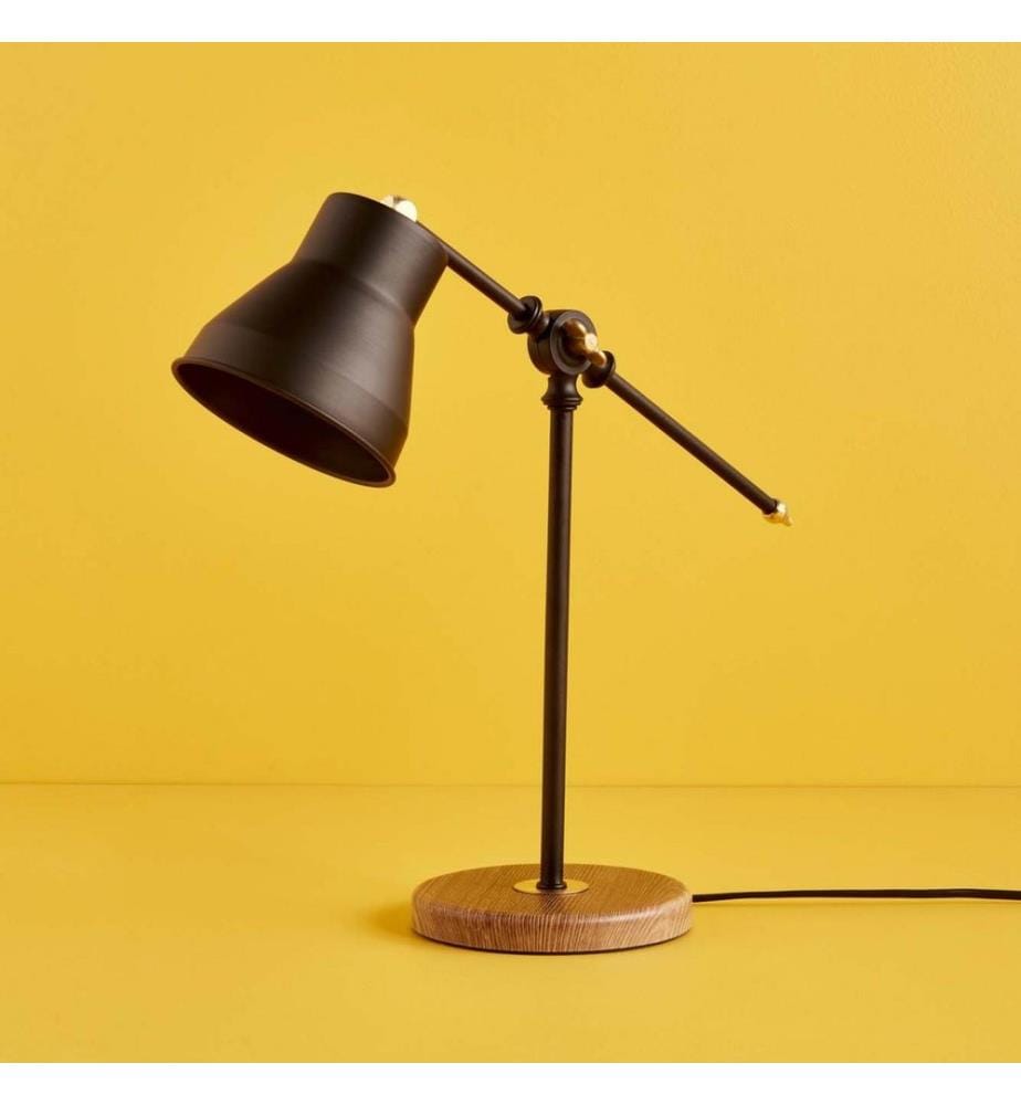 Lampada da tavolo, nera, 100% METALLO, base in MDF