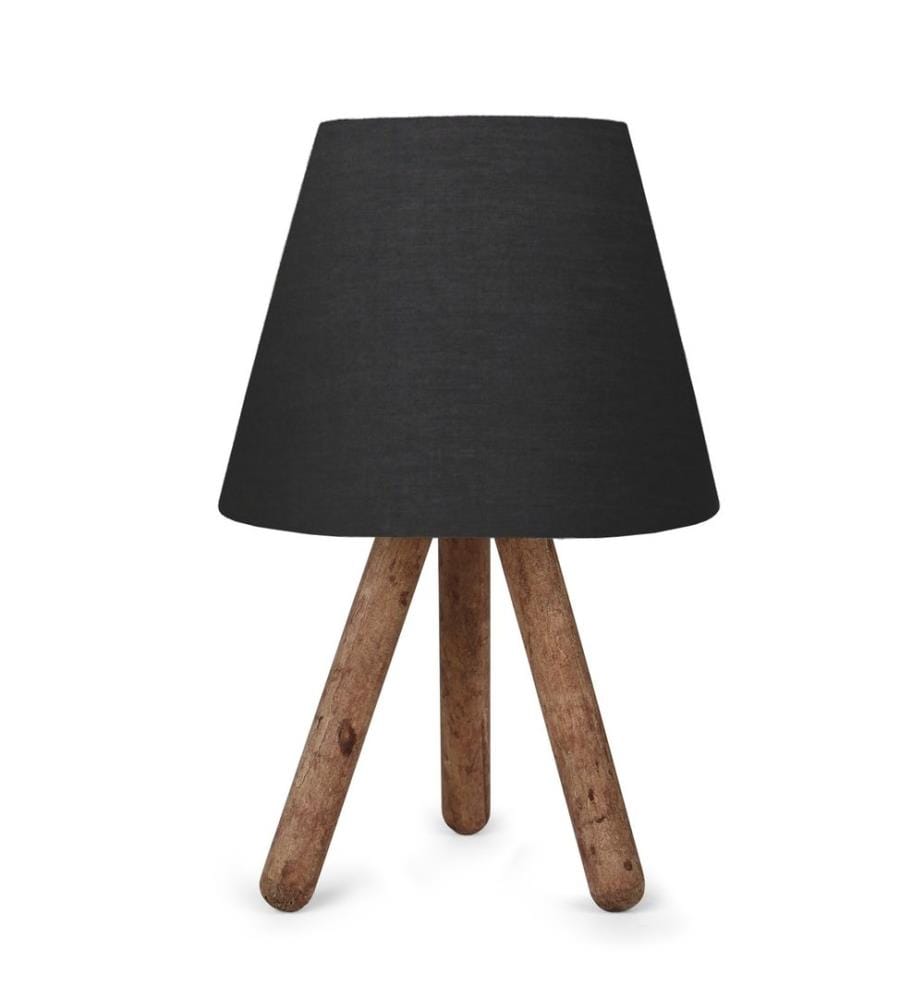 Lampe de table, anthracite, 100 % PVC, pieds en bois