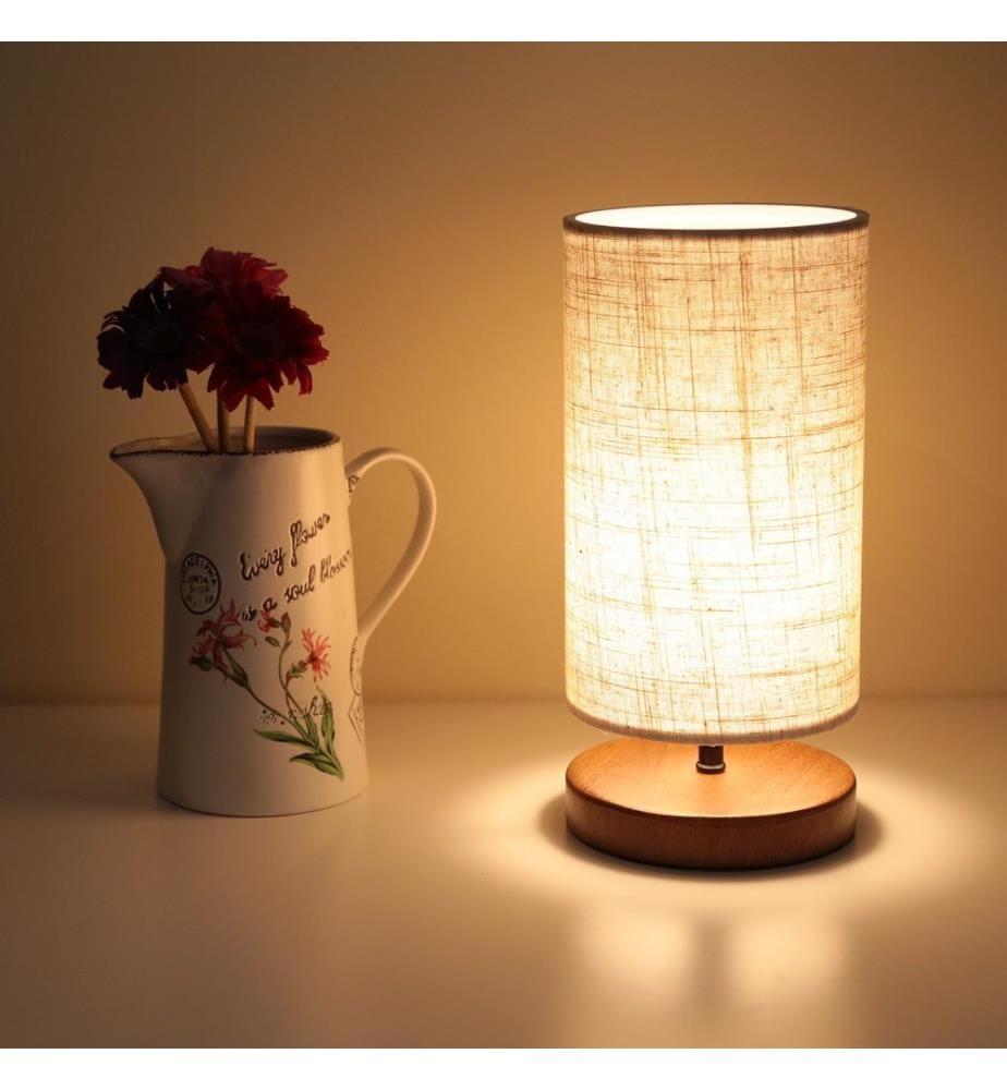 Lampe de table, crème, 100 % PVC, base en MDF