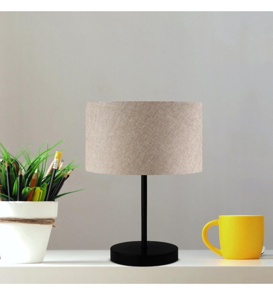 Lampe de table, beige, noir, 100 % PVC, corps en métal