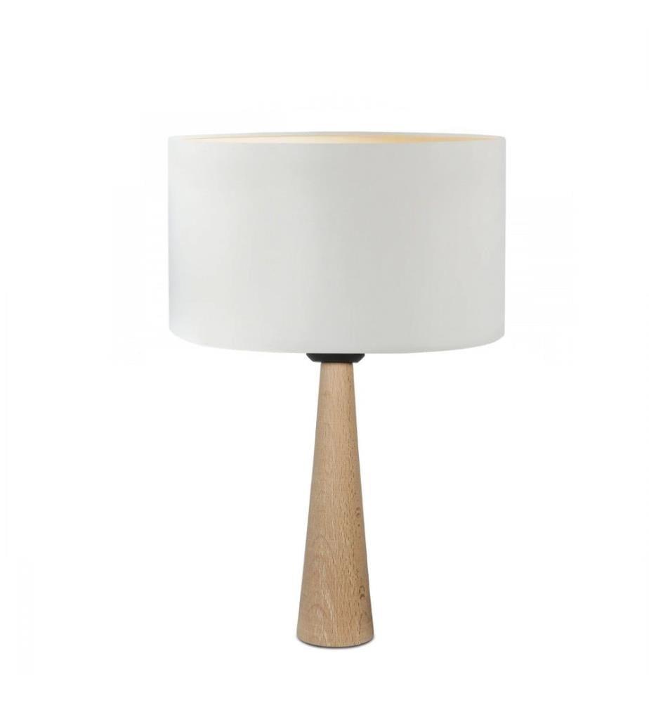 Lampe de table, crème, CORPS EN BOIS, abat-jour en tissu