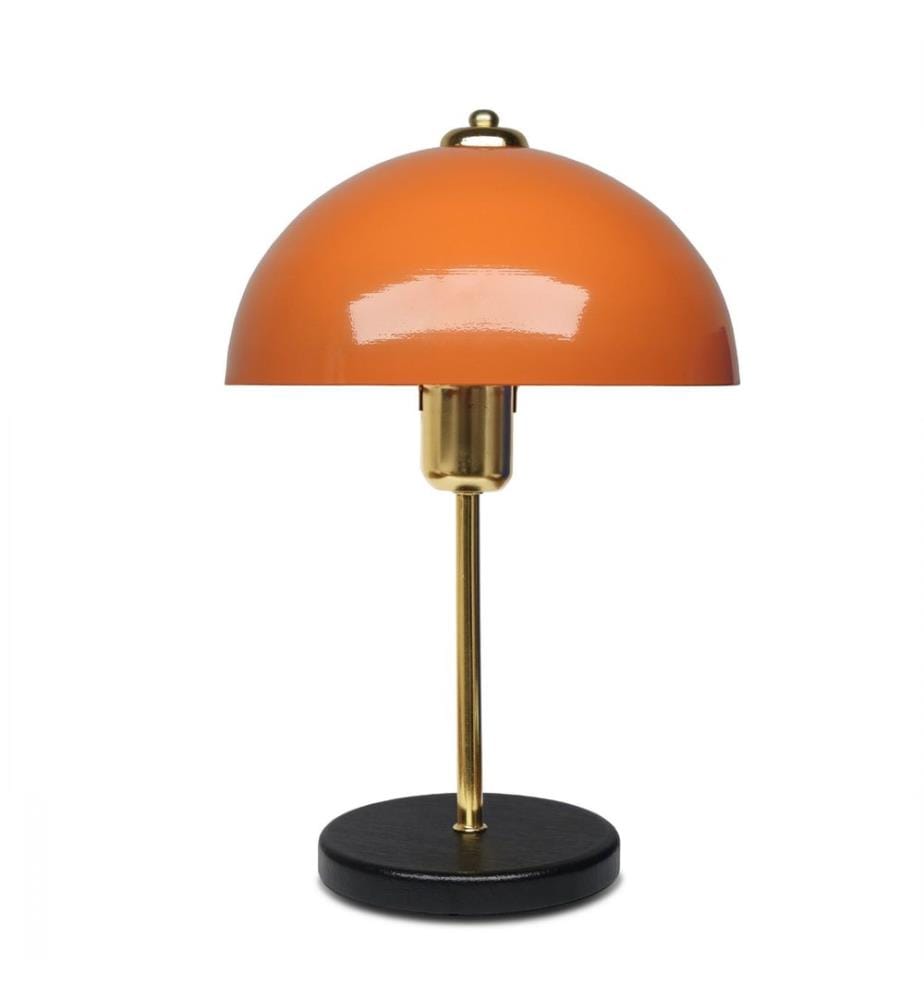 Lampe de table, orange, corps en métal, abat-jour en métal