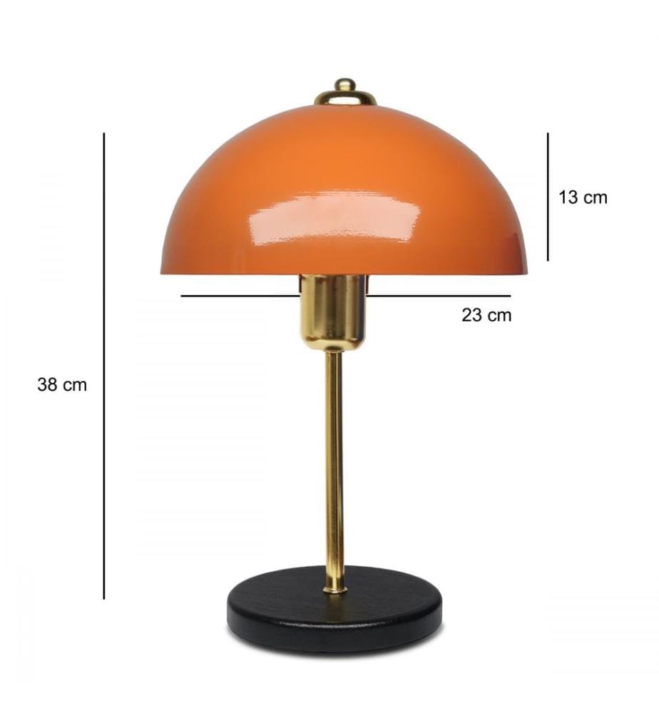 Lampe de table, orange, corps en métal, abat-jour en métal