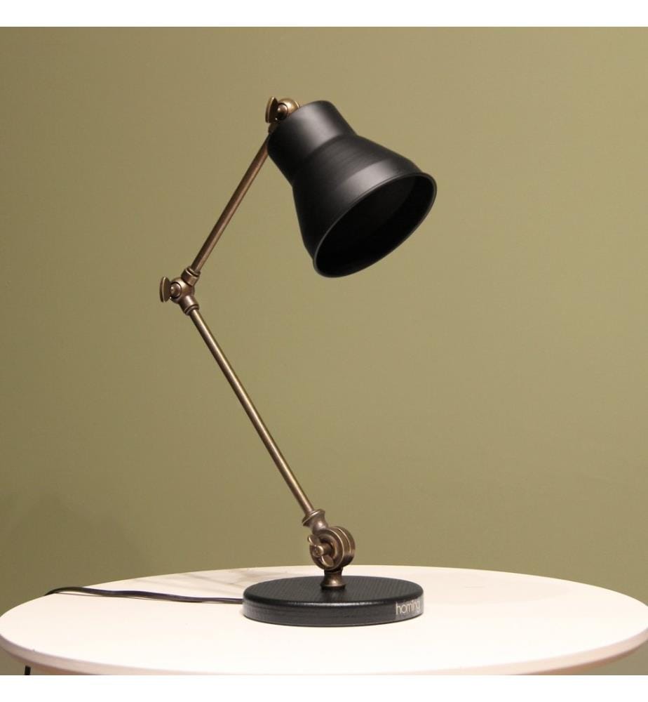 Lampe de table, vieillie, 100 % MÉTAL, base en MDF