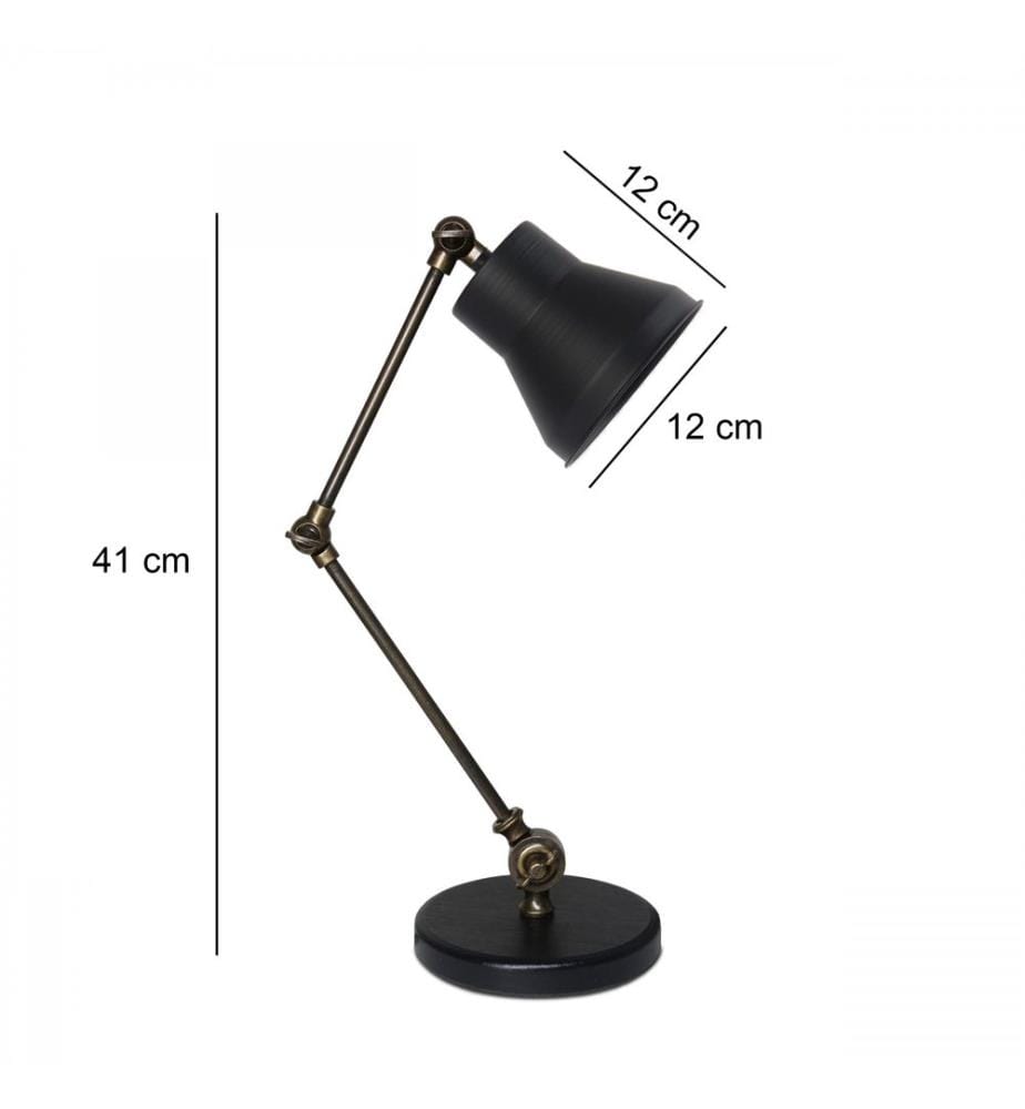 Lampe de table, vieillie, 100 % MÉTAL, base en MDF