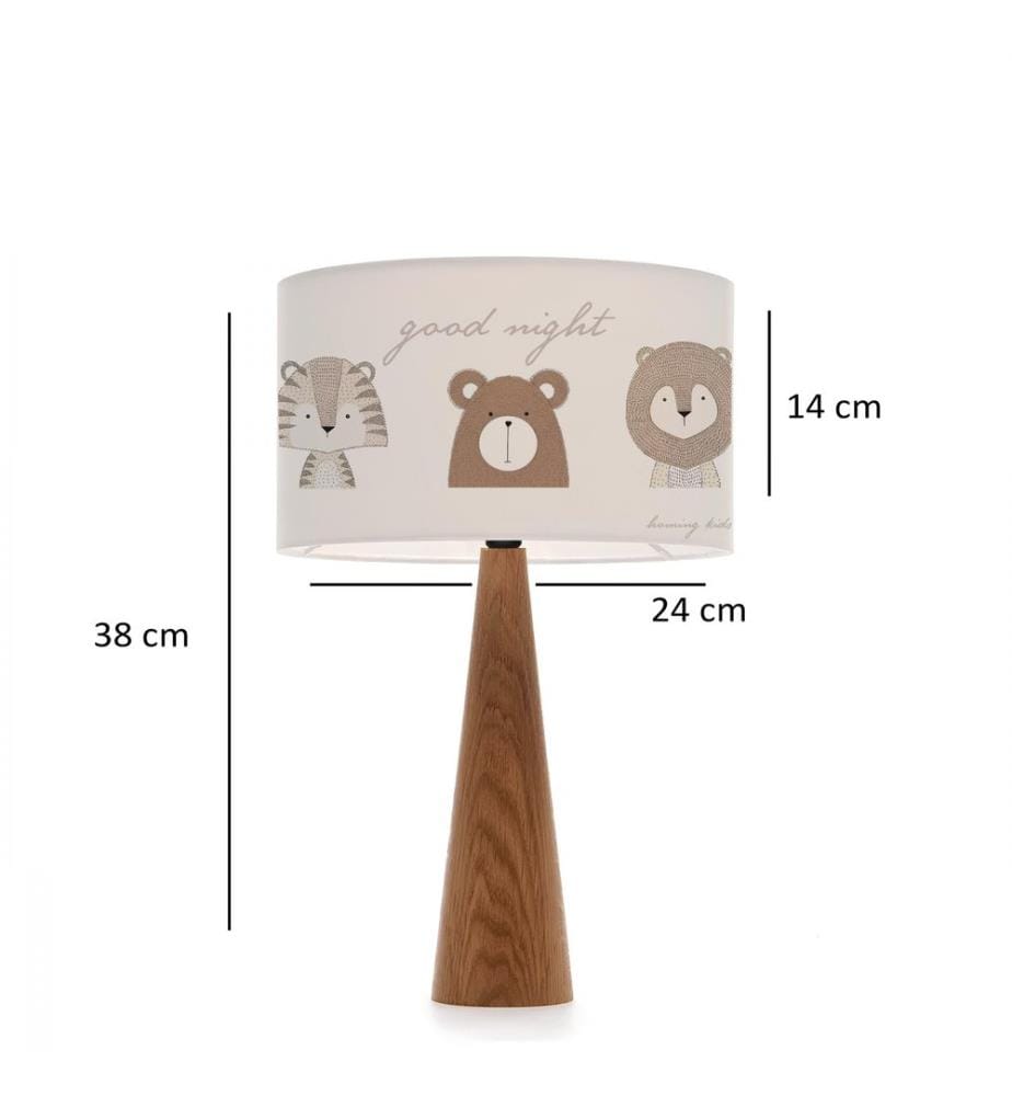 Tischleuchte, mehrfarbig, 50 % HOLZ / 50 % STOFF