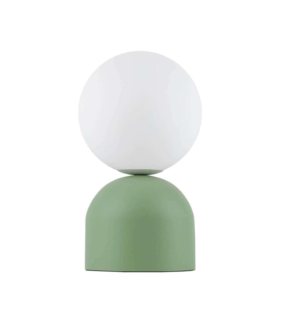 Lampe de table, menthe, corps en métal, abat-jour en verre