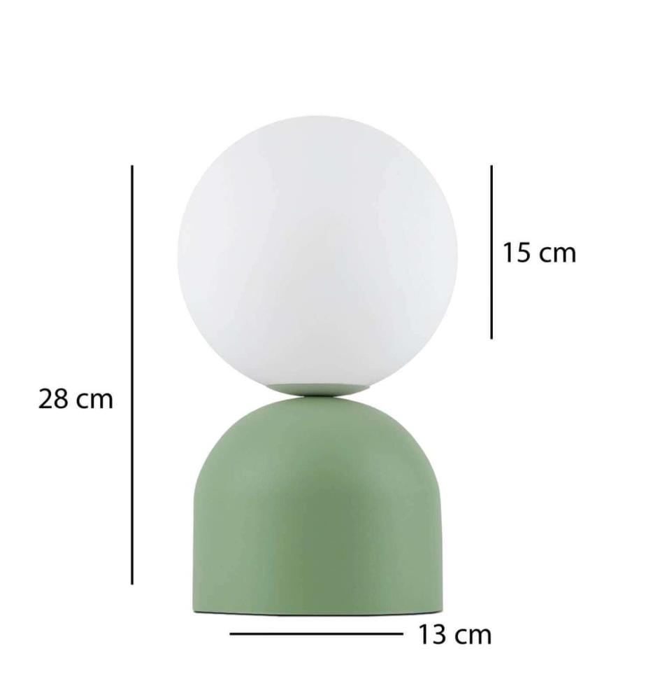 Lampe de table, menthe, corps en métal, abat-jour en verre