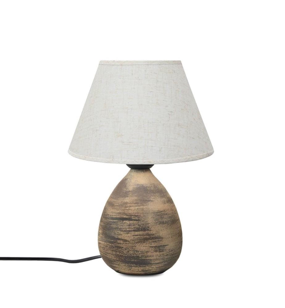Tischlampe, cremefarben, Keramikkörper, Stoffkappe