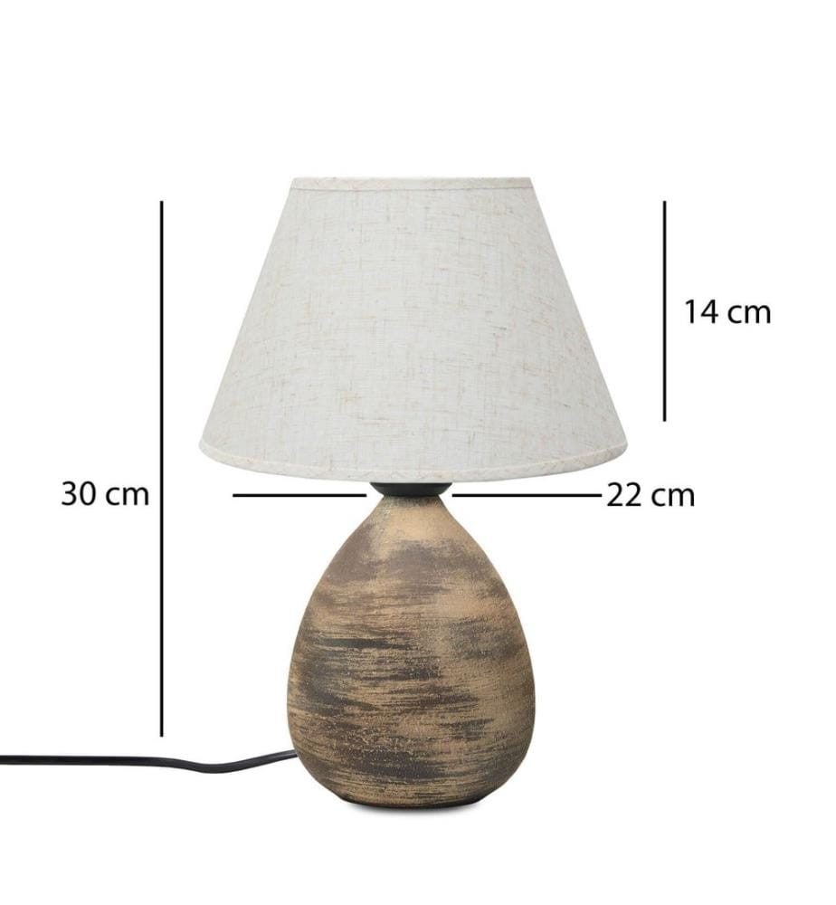 Tischlampe, cremefarben, Keramikkörper, Stoffkappe