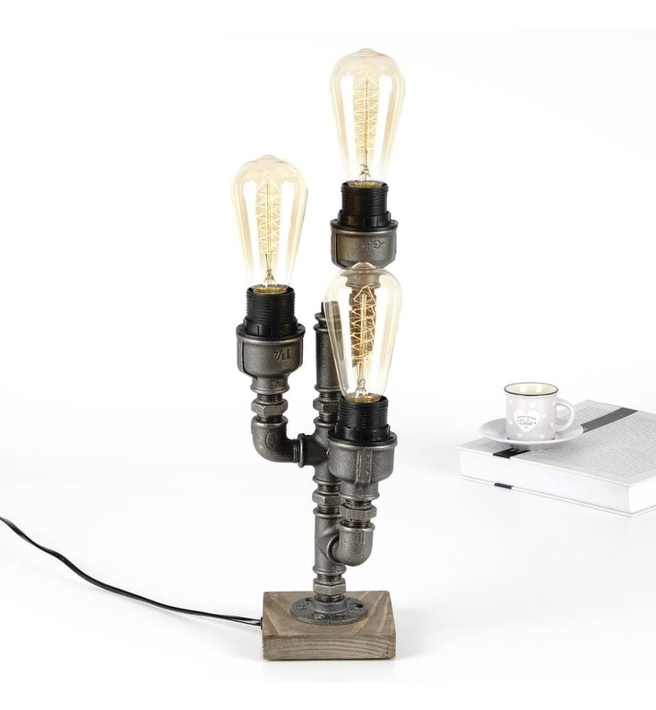 Noir, Lampes De Bureau, 30 X 15 X 15 cm, Tube En Fer