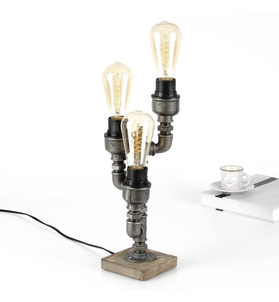 Noir, Lampes De Bureau, 30 X 15 X 15 cm, Tube En Fer