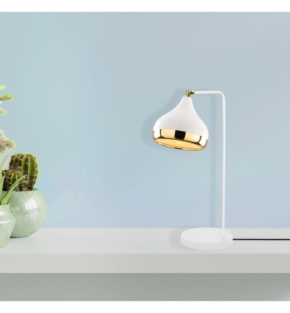 Blanc, Or, Lampes De Bureau, 17 X 26 cm, Corps En Métal
