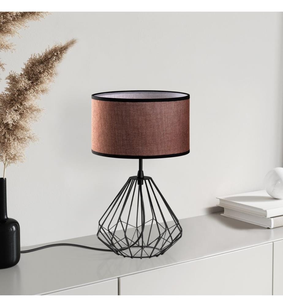 Lampe de table, noir, CORPS EN MÉTAL, CAPUCHON EN TISSU