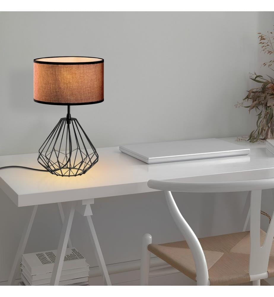 Lampe de table, noir, CORPS EN MÉTAL, CAPUCHON EN TISSU