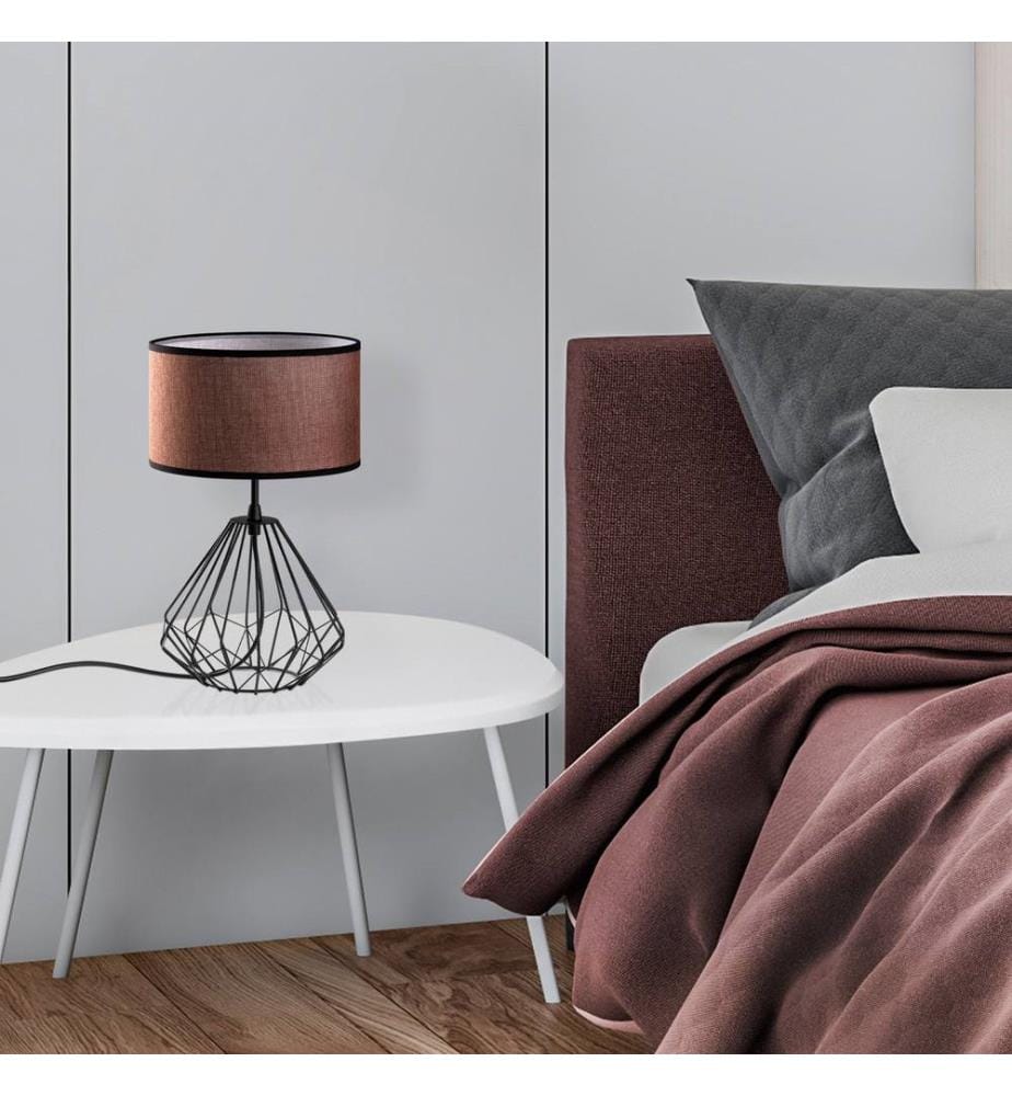 Lampe de table, noir, CORPS EN MÉTAL, CAPUCHON EN TISSU