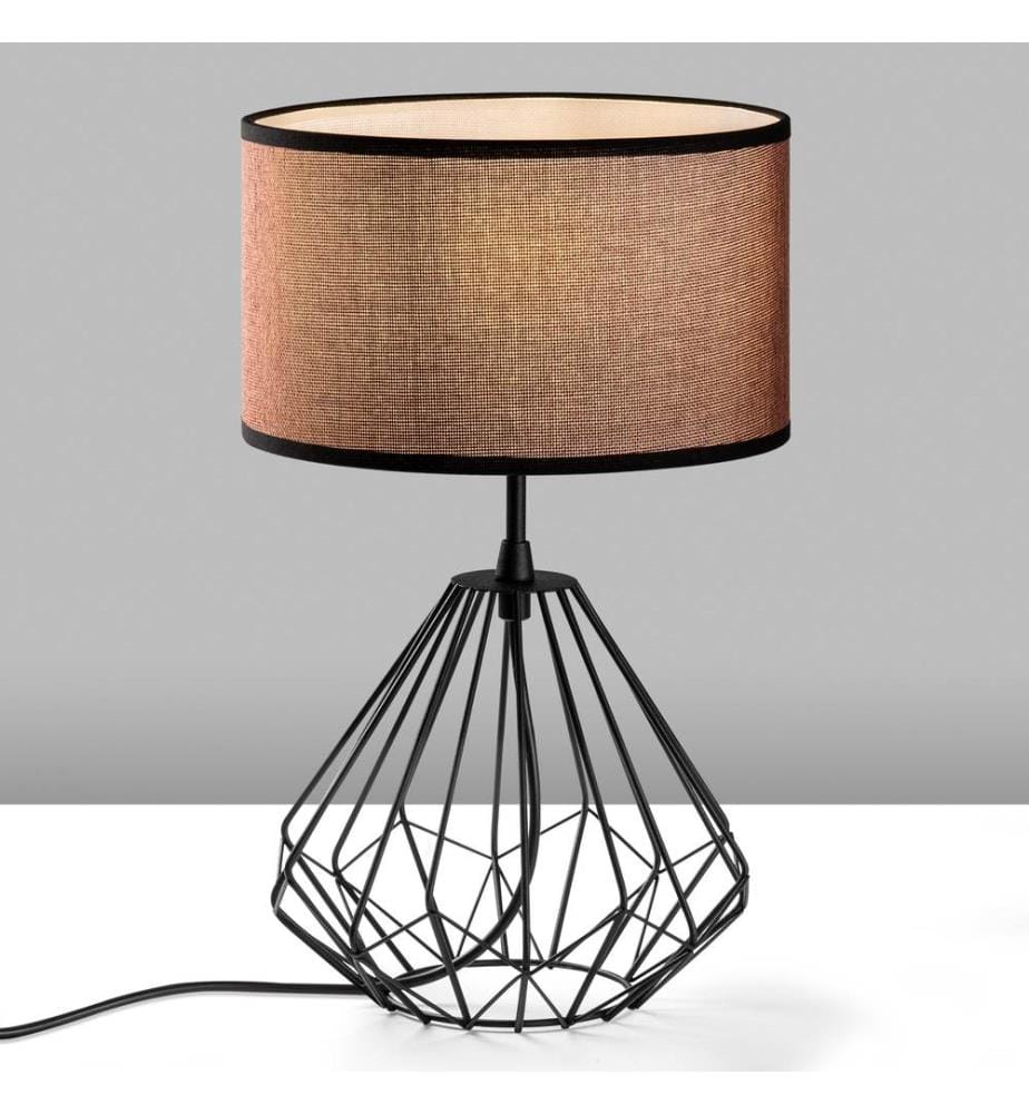 Lampe de table, noir, CORPS EN MÉTAL, CAPUCHON EN TISSU