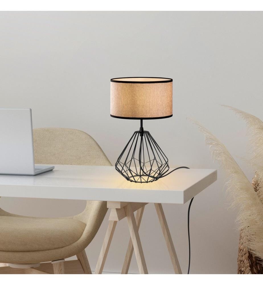 Lampe de table, noir, CORPS EN MÉTAL, CAPUCHON EN TISSU