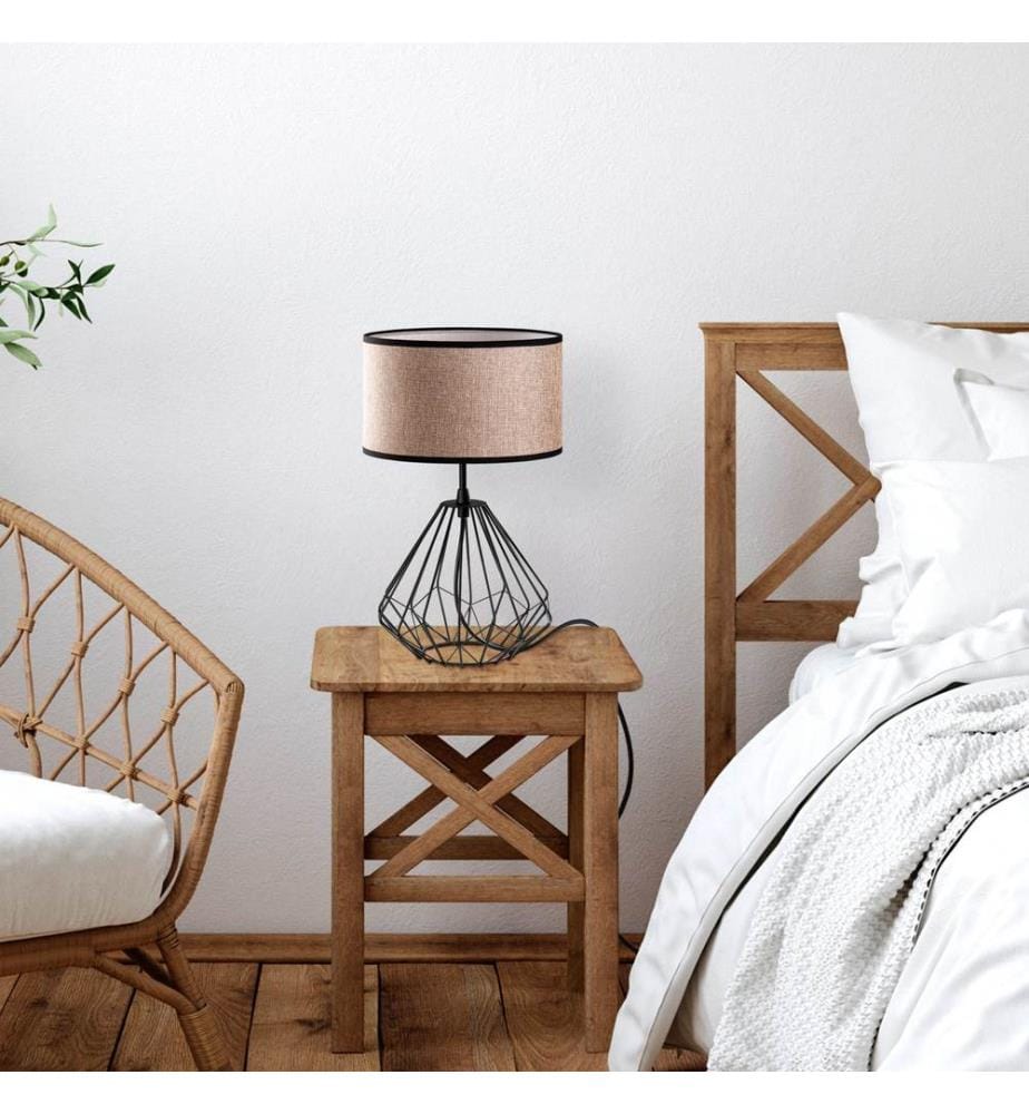Lampe de table, noir, CORPS EN MÉTAL, CAPUCHON EN TISSU