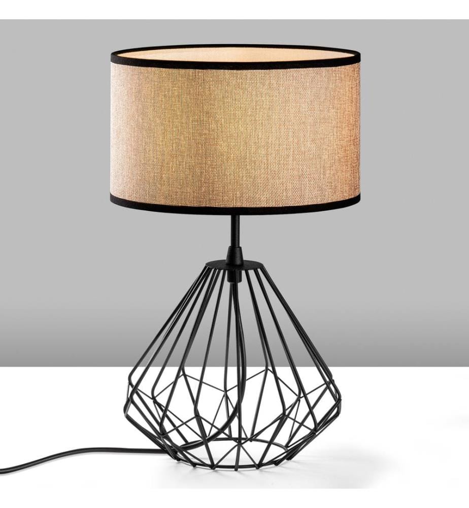 Lampe de table, noir, CORPS EN MÉTAL, CAPUCHON EN TISSU