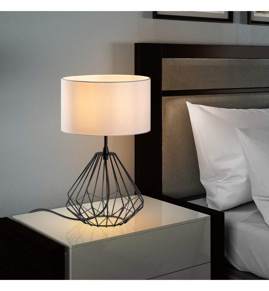 Lampe de table, noir, CORPS EN MÉTAL, CAPUCHON EN TISSU