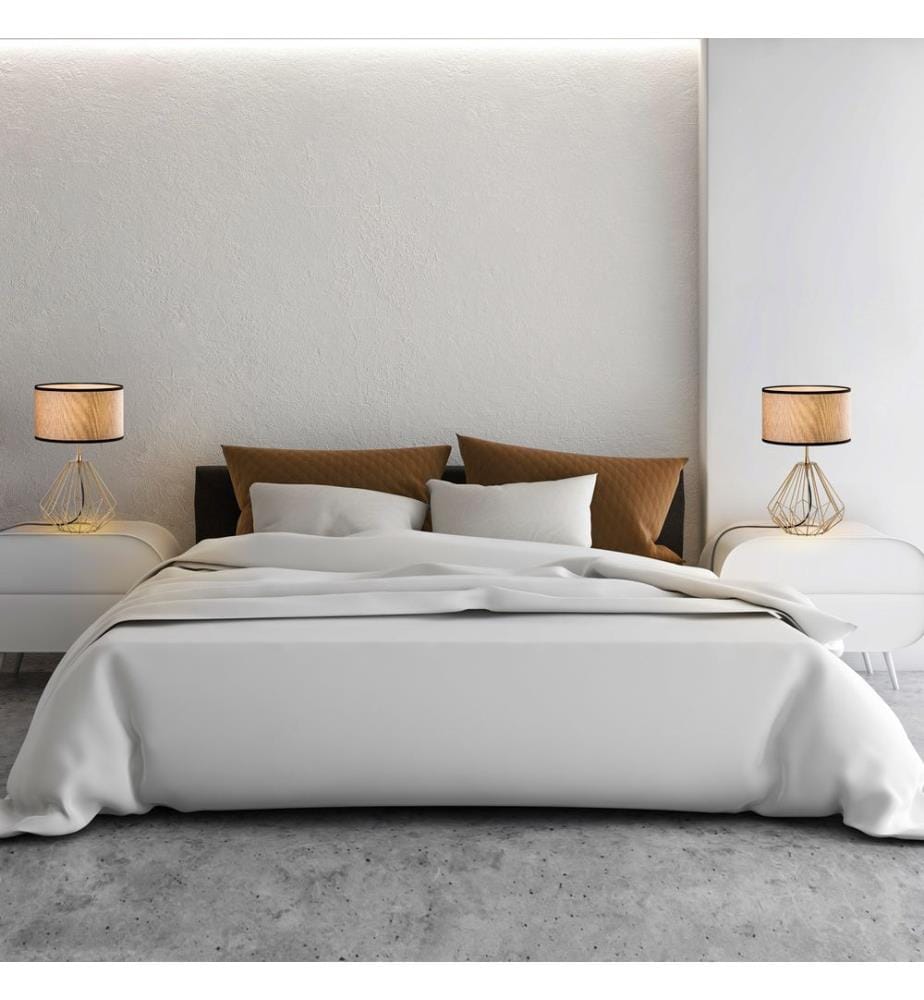 Ensemble de lampes de table, 2 pièces, doré, CORPS EN MÉTAL, abat-jour en tissu