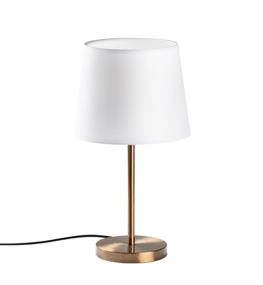 Lampe de table, antique, CORPS EN MÉTAL, capuchon en tissu