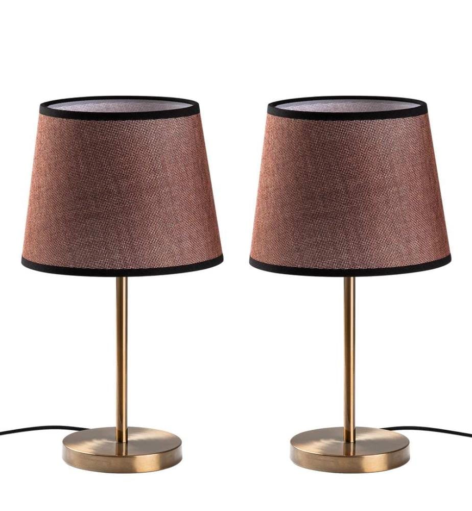 Ensemble de lampes de table, 2 pièces, antique, CORPS EN MÉTAL, capuchon en tissu