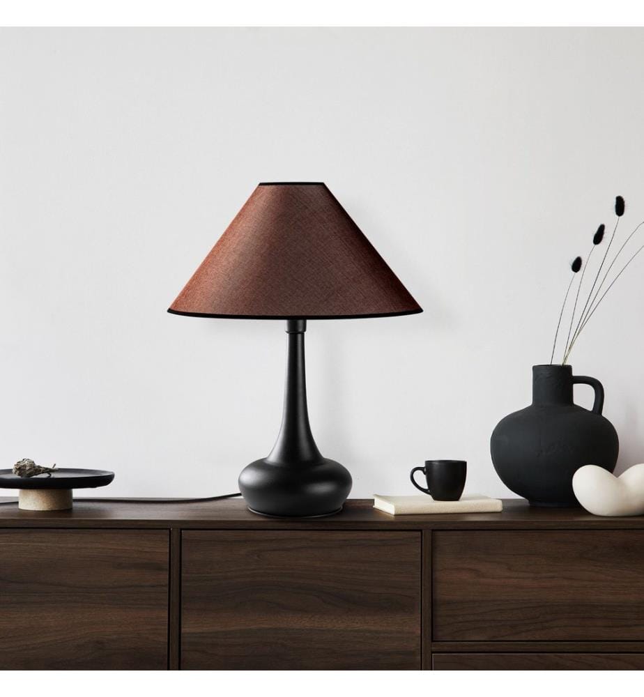 Lampe de table, noir, CORPS EN MÉTAL, CAPUCHON EN TISSU