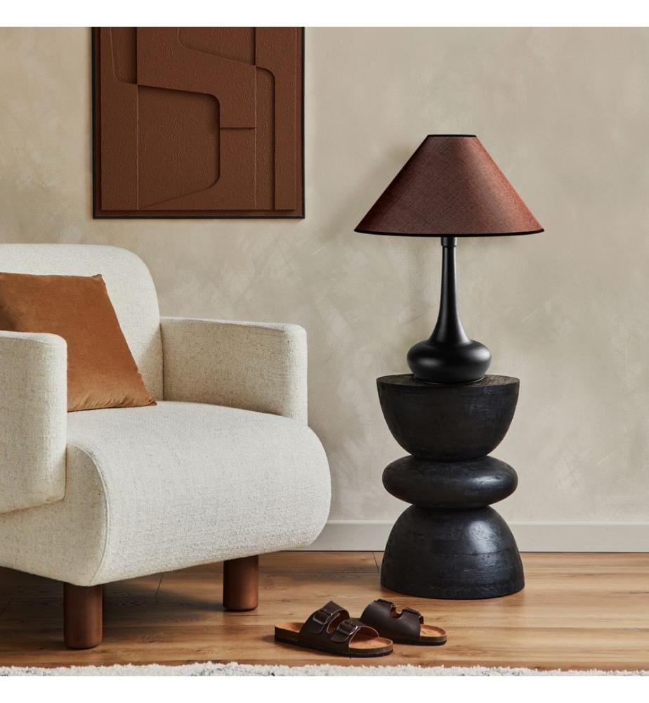 Lampe de table, noir, CORPS EN MÉTAL, CAPUCHON EN TISSU