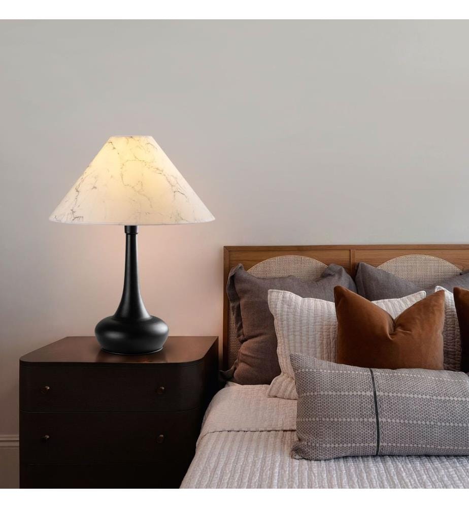 Lampe de table, noir, CORPS EN MÉTAL, CAPUCHON EN TISSU