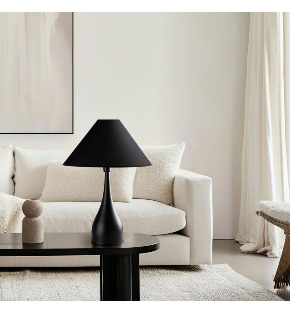 Lampe de table, noir, CORPS EN MÉTAL, CAPUCHON EN TISSU