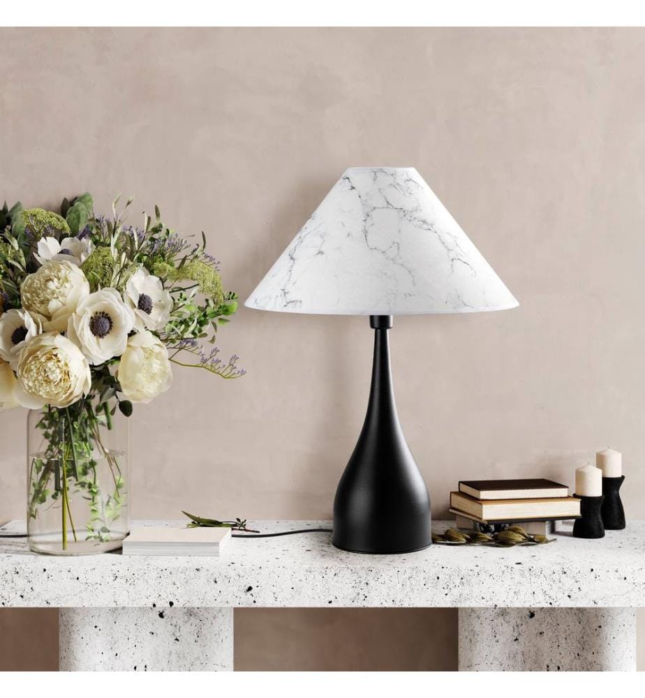 Lampe de table, noir, CORPS EN MÉTAL, CAPUCHON EN TISSU