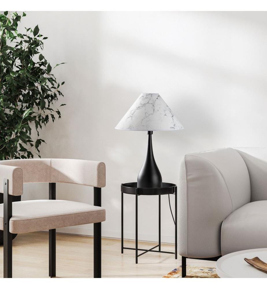 Lampe de table, noir, CORPS EN MÉTAL, CAPUCHON EN TISSU