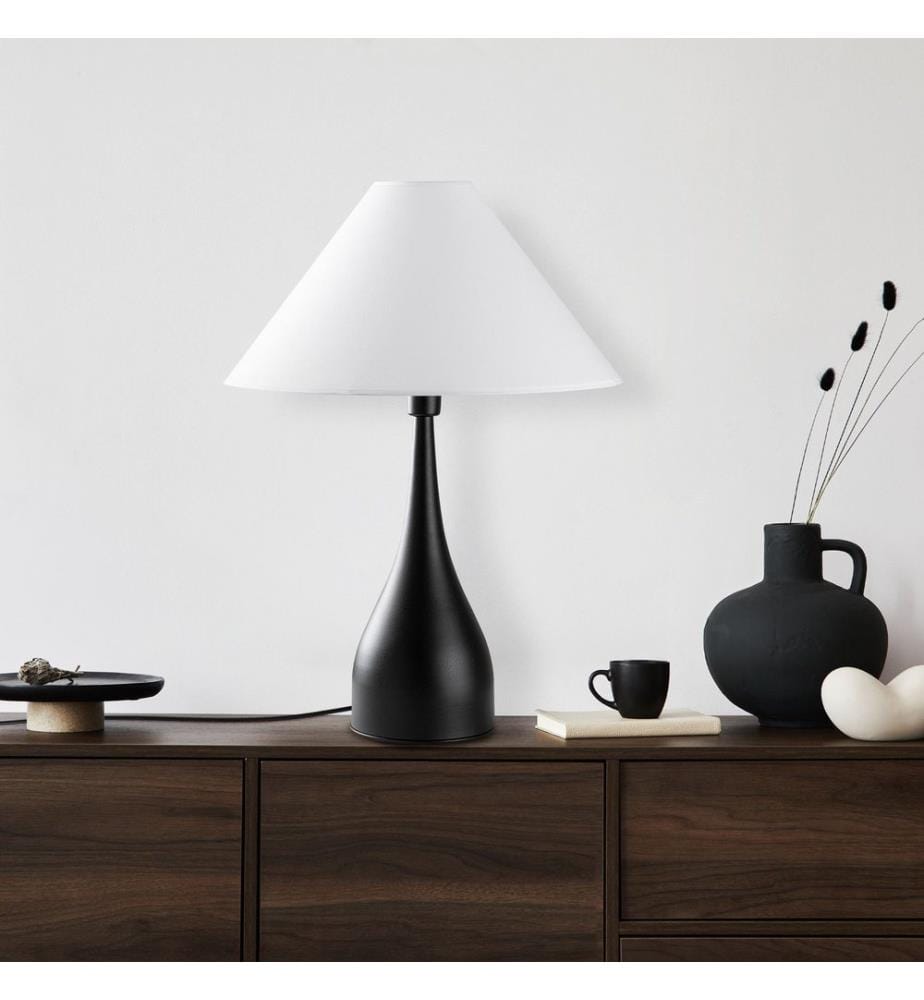 Lampe de table, noir, CORPS EN MÉTAL, CAPUCHON EN TISSU